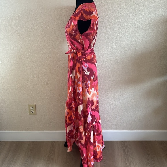 Bar III Flutter-Sleeve Wrap Pink Paisley Maxi Dress 0028 - Picture 5 of 9